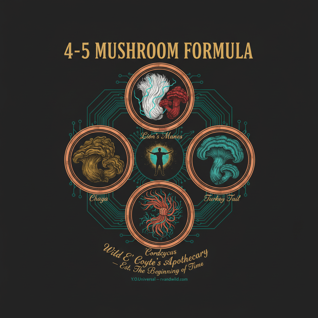 4-5 Mushroom Formula — Wild E' Coyte Apothecary Tee